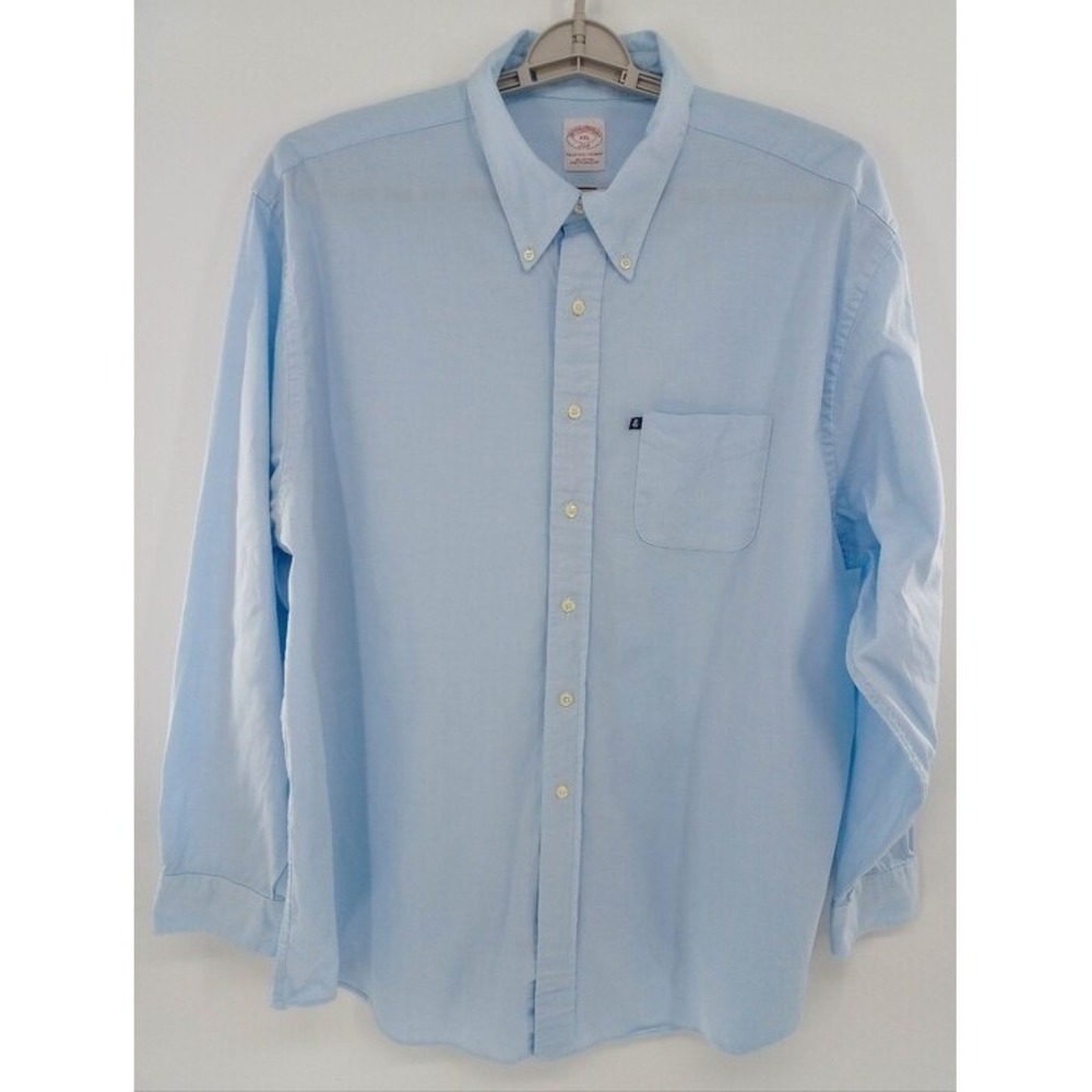 Brooks Brothers 346 Button Down Shirt Mens XXL Light Blue Oxford Long Sleeve